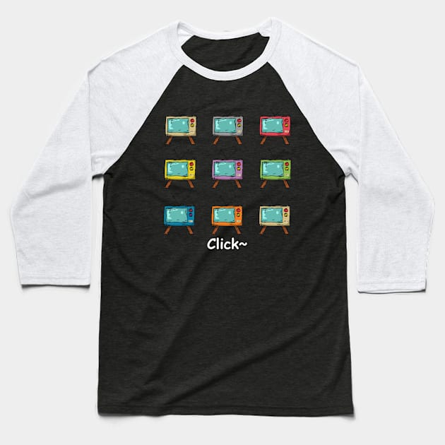 Retro TV clicks Baseball T-Shirt by DesignIndex